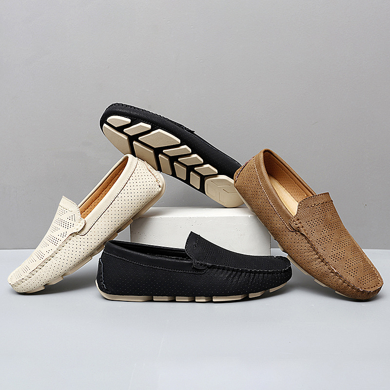 Autumn and Summer 2025 New Popular Men's Shoes Cross-Border Large Size Wholesale Lazy Pigskin Beanie Shoes British and K-Style Set of Feet