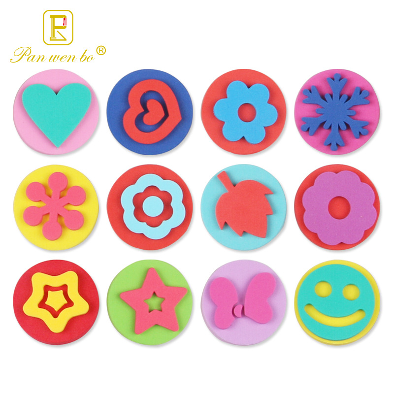 Children's Painting Sponge Seal Student Handmade Graffiti Roller 12-Piece Set Pattern Art Painting Double-Sided Tool