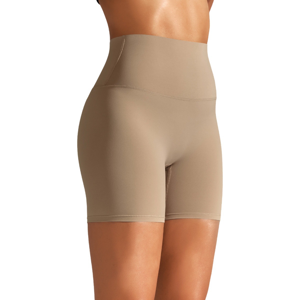 Picture of Spring and Summer New Solid Color Yoga Shorts Double-Sided Brushed Tight-Fitting High-Waist Elastic Sports Fitness Three-Point Yoga Pants for Women