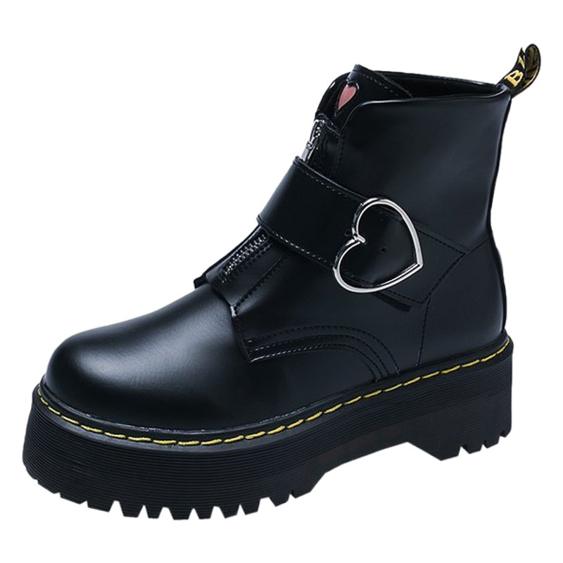 This Year's New Thick-Soled Boots for Women British Style Heart Sponge Cake 2024 New Popular Short Boots Ins