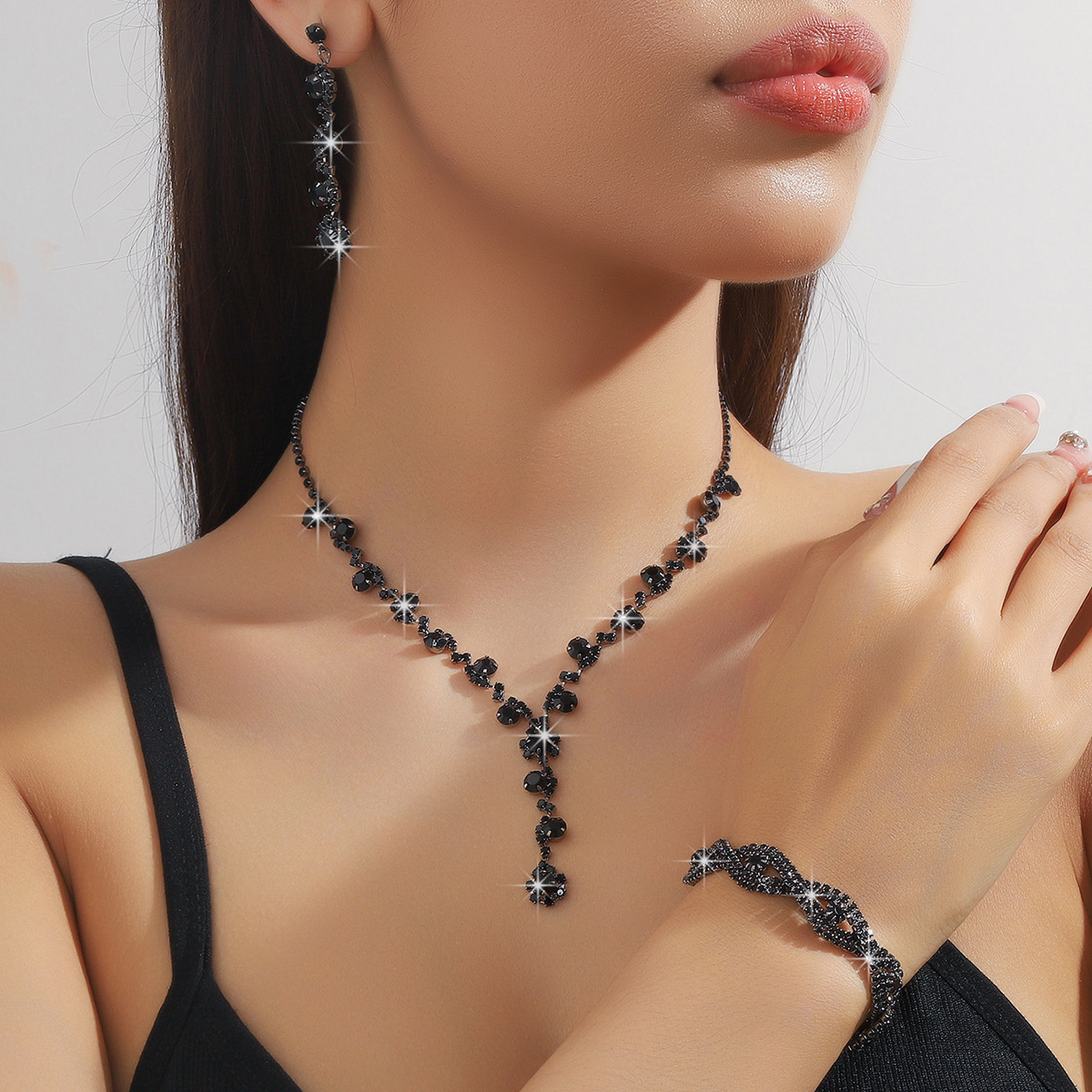 Bridal suit Accessories Necklace Bracelet Earrings Three-piece Set Niche High-end Jewelry suit Dress All-match Jewelry