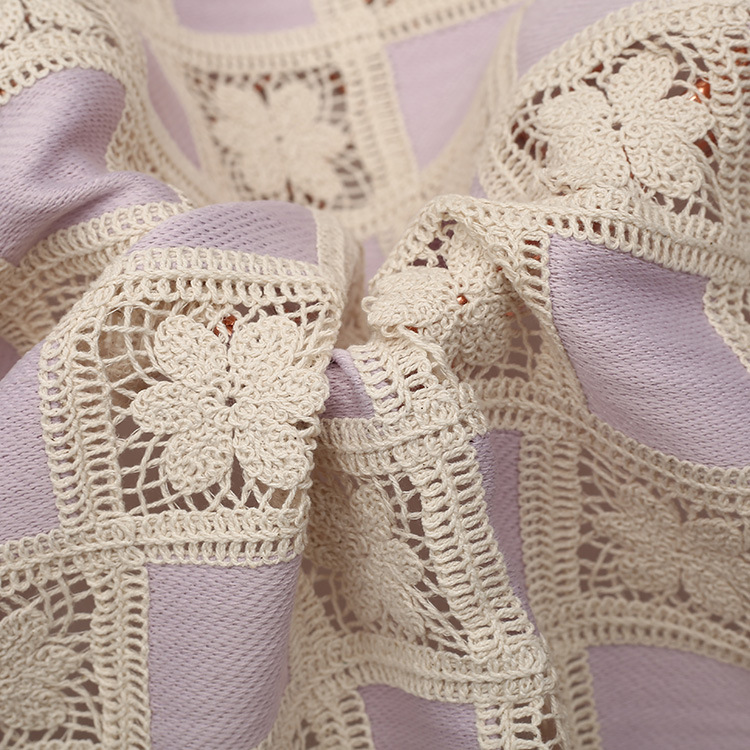 Picture of Factory supply strand hook flower three-dimensional cotton rope chessboard Grace embroidery cloth autumn and winter women's clothing dress fabric