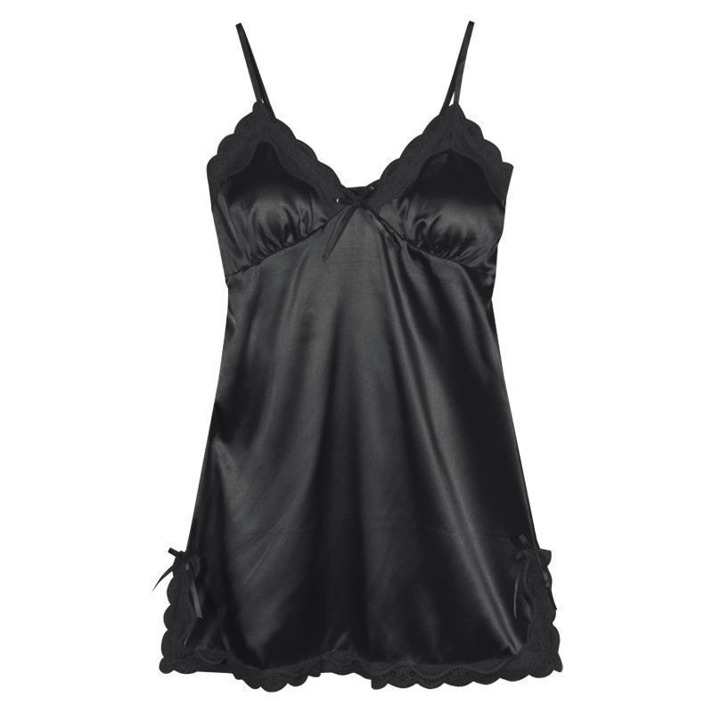 Picture of Pajamas female Orange Lady: sexy private room lace spring and summer ice silk nightdress short skirt beautiful back strap thin