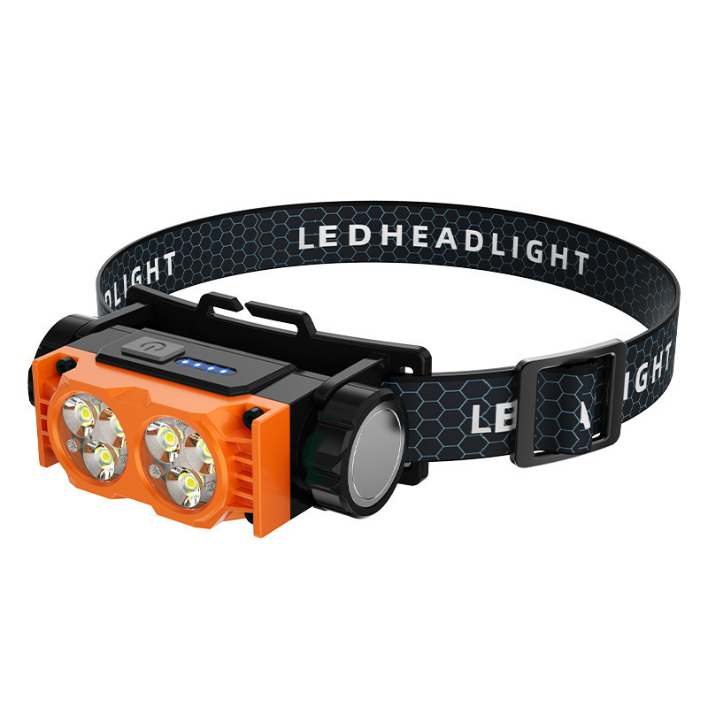 2024 explosion LED portable headlight USB charging long life outdoor camping head-mounted lighting