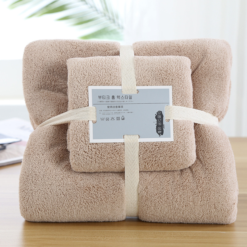 Picture of Factory wholesale coral fleece towel towel gift suit thickened mother and child towel a generation of printed logo