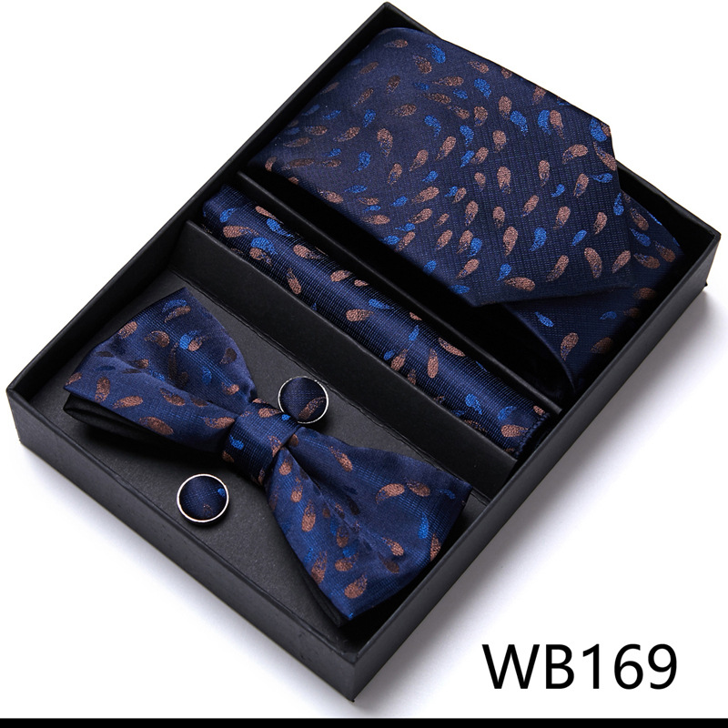Picture of Men's tie bow tie set gift box 6 sets group tie business formal wedding tie manufacturers wholesale