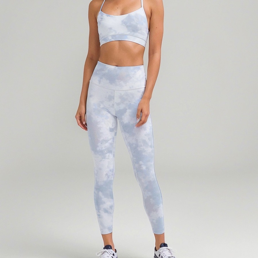 European and American suit Tie-Dye Printed Nylon Sports Women's Tight suit Trousers Bra Underwear Jogging Leisure Fitness