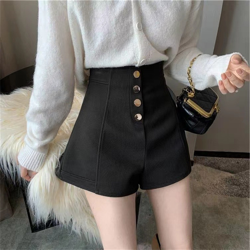 Picture of Women's Summer 20203 New Western-style Slimming Small All-match Casual Hot Pants High Waist Single-breasted Elegant