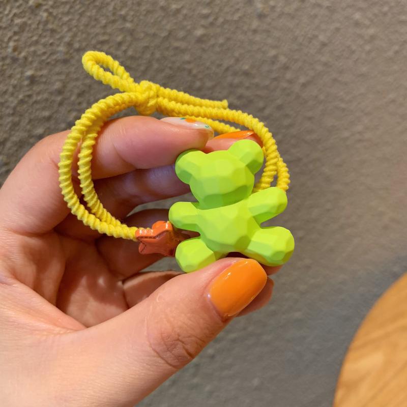 Picture of Ins Colorful Bear Hair Rope Cute Candy Color Frosted Hair Ring Girl's Hair Rope South Korea Ball Head Rubber Band Hair Accessories
