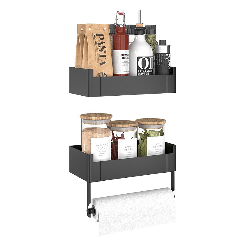 Magnetic suction refrigerator rack non-perforated kitchen multi-purpose storage and finishing rack with Rod thickened multi-layer strong bearing capacity