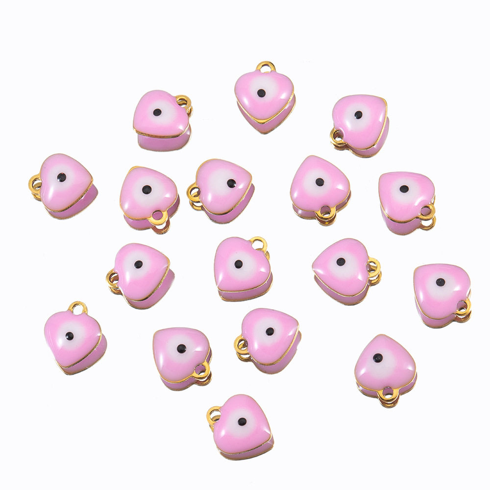 Picture of 9 x 8mm stainless steel creative love drop oil eyes pendant bracelet necklace diy stainless steel jewelry accessories