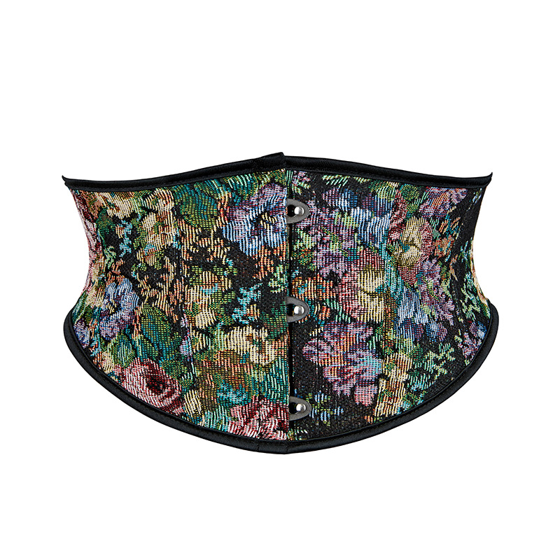 Picture of Retro waist girdle new oil painting style big flower European and American traditional strap waist seal three-button short slim belt