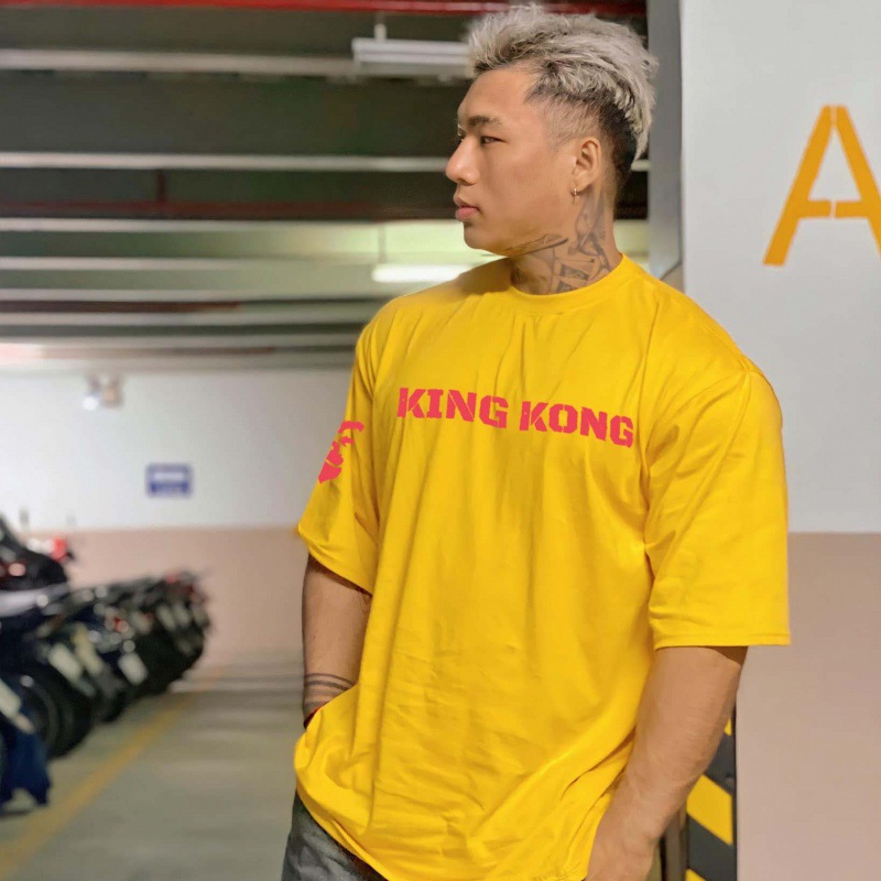 Picture of Loose Trendy Men's Sports Short-sleeved T-shirt Men's Summer Cotton Half-sleeved Gym Running Training Clothes