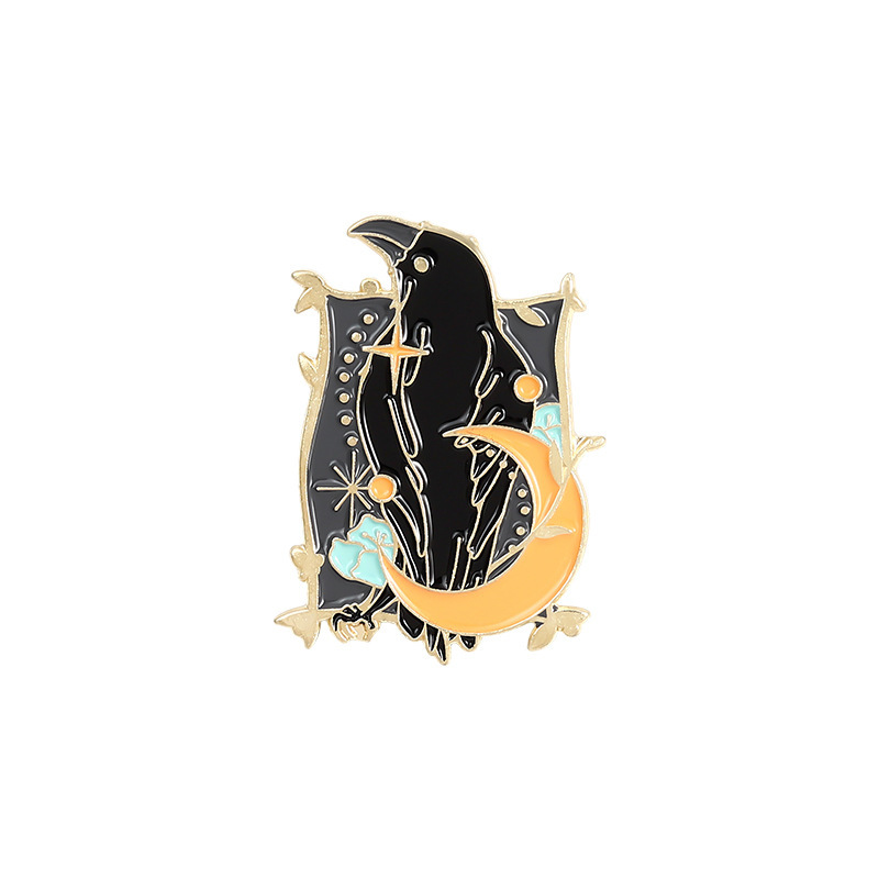Picture of Foreign trade jewelry animal series alloy brooch creative cartoon crow flying modeling paint badge wholesale
