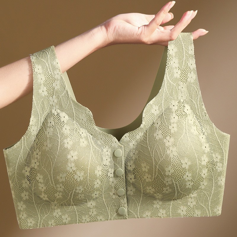 Middle-aged and Elderly Four-button Mother's Front Buckle Underwear Vest Underwear Women's Traceless Front Buckle plus size Bra