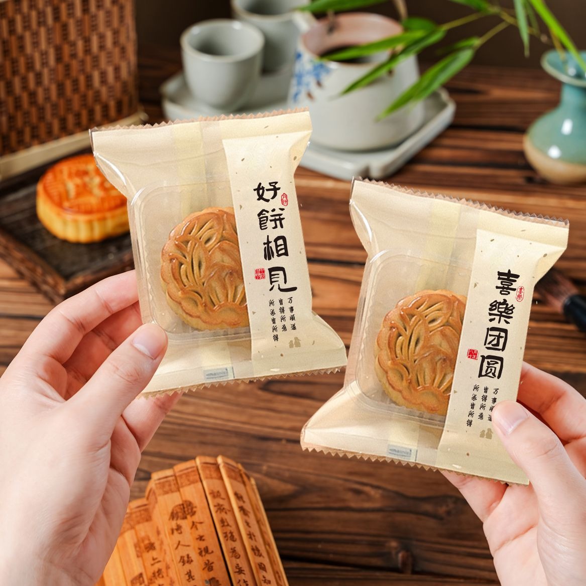 2025 New National Style Mooncake Packaging Bag 50g100 Mid-Autumn Snow Skin Egg Yolk Crisp Machine Sealing Bag Manufacturer Wholesale