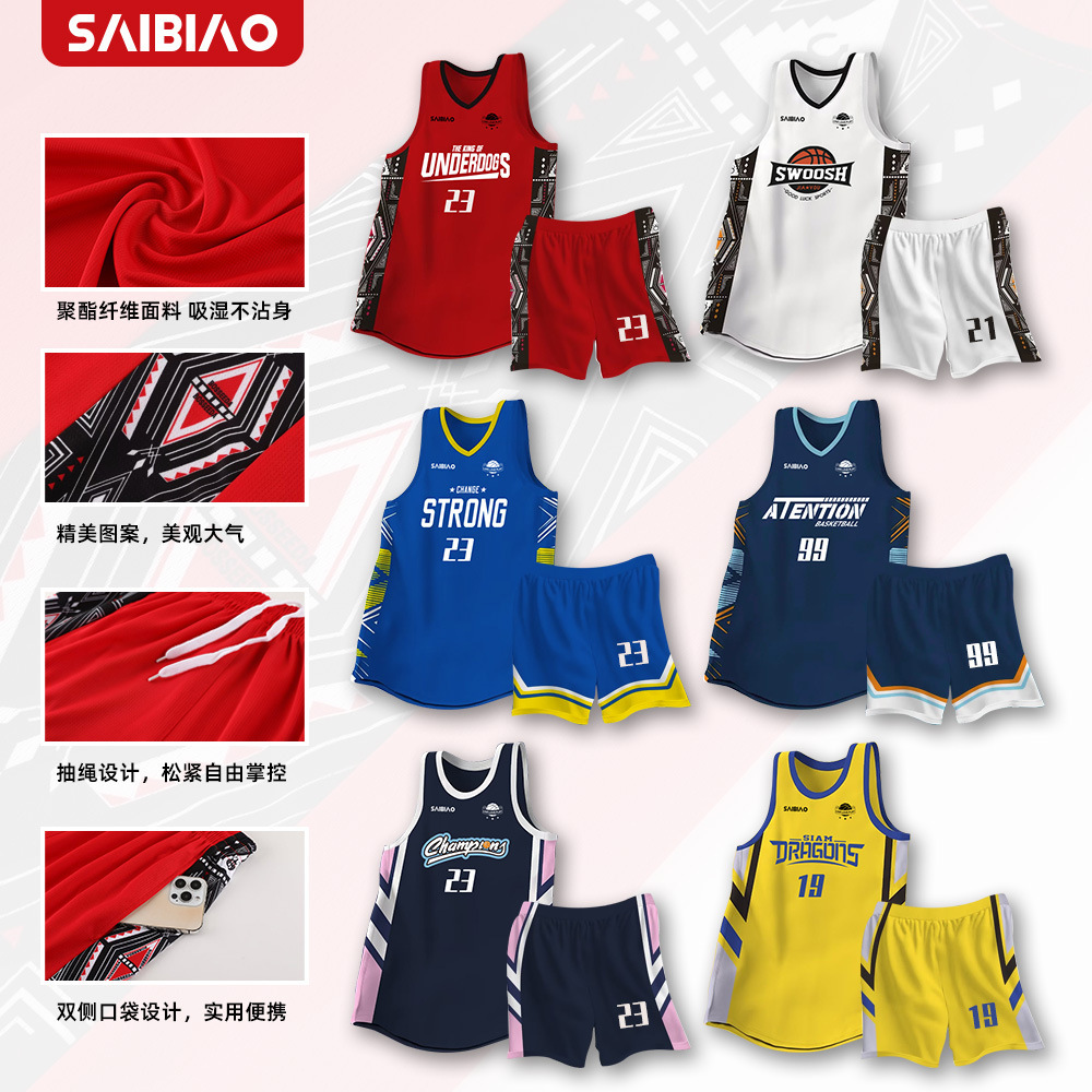 American Basketball Uniform Suit for Adults and Children, Same Style Printed Jersey, Game Training Suit, Printed Number Team Sportswear