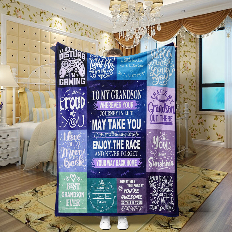Picture of Family love teachers and students girlfriends love message flannel blanket summer air conditioning blanket autumn and winter nap printing blanket