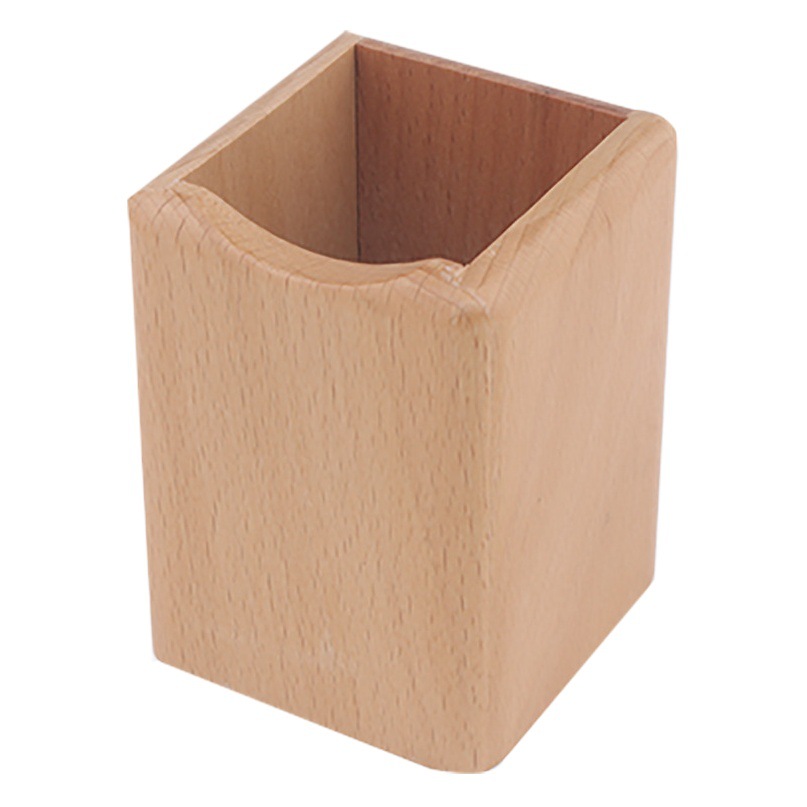 Simple Square Pen Holder Wooden DIY Painted Natural Wood Color Wooden Rhombus Round Beech Storage Box Stationery