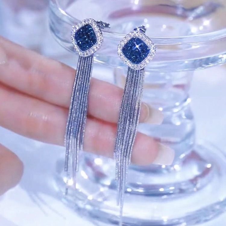 Picture of 2023 new fashion popular tassel earrings South Korea elegant Internet celebrity high-grade long silver needle earrings earrings for women