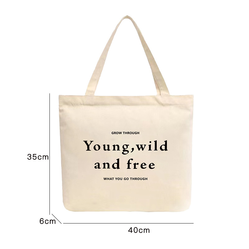 Picture of New Large Capacity Letter Zipper Shoulder Bag Canvas Bag Women's Retro Artistic Simple Student Commuter Tote Bag