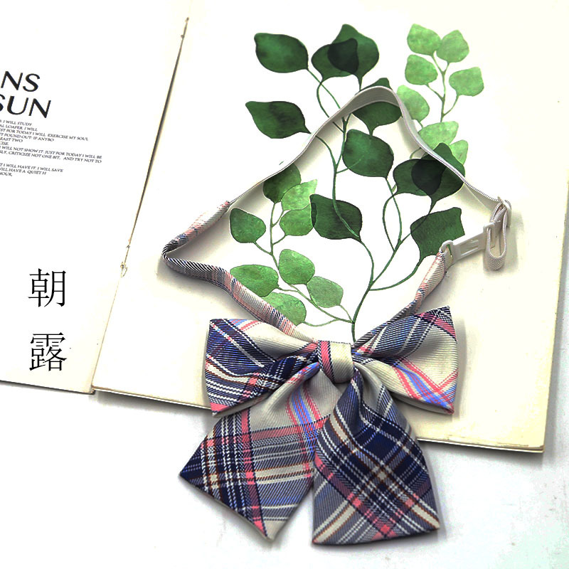 Picture of Hot-selling College Style Oka Pear Field Soot Black Bow Plaid Flat Horn JK Collar Bow Tie Shirt Accessories