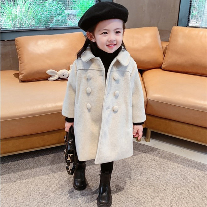 Picture of Foreign Trade Girls' Outwear 2025 Winter New Product Kidsren's Quilted Thickeneded Double-Breasted Elegant Spring Woolen Outwear Kidsren's Clothing