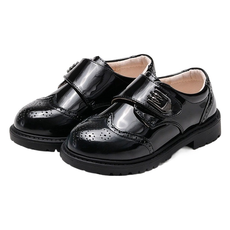 Children's leather shoes 2022 spring boys black dance leather shoes British style baby Primary School students flower children performance shoes