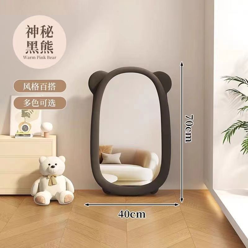 Picture of Golden bear high-value wavy full body mirror ins bedroom photo Douyin princess dressing mirror soft bag fitting mirror