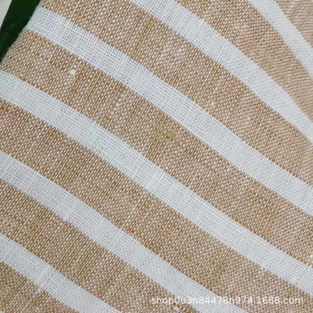 Picture of Pure Linen Yellow and White Strips 280CM Enzyme Washing Material Linen Quilt Cover Fabric Linen Quilt Quilt Washed Cloth
