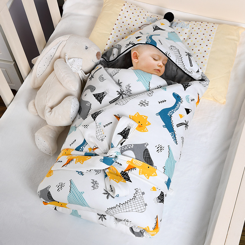 Factory Direct Sale Baby Swaddle Blanket Autumn and Winter Thickened Bean Velvet Newborn Anti-Startle Swaddle Wrap Anti-Frightening