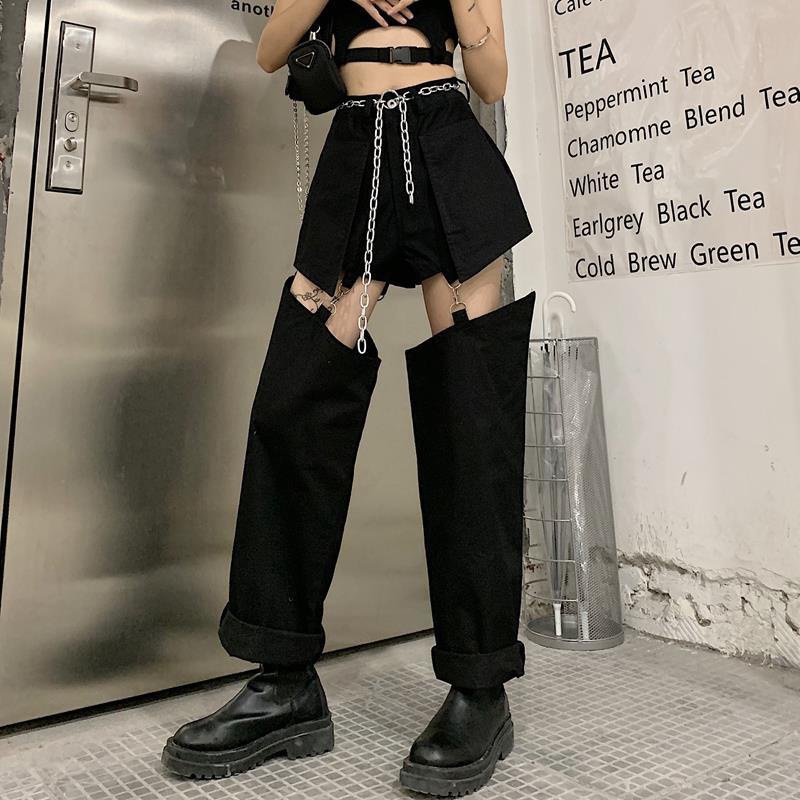 Design Sense High Waist Wide Leg Pants Women's Cool 2022 Style Women's Loose Handsome Overalls Trendy Bouncing Suit
