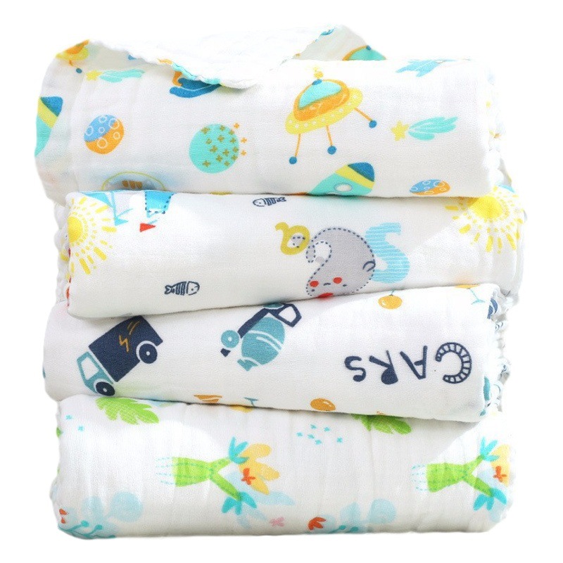 Six-layer Gauze Bath Towel Newborn Pure Cotton Class a Cartoon Newborn Baby Blanket Covering Towel Baby Bath Towel