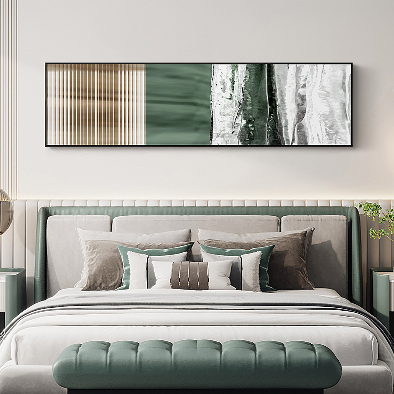 Casual Living Room Decorative Painting Master Bedroom Bedside Bedroom Wall Painting Crystal Porcelain Art Hanging Painting Abstract Green Mural Scandinavian