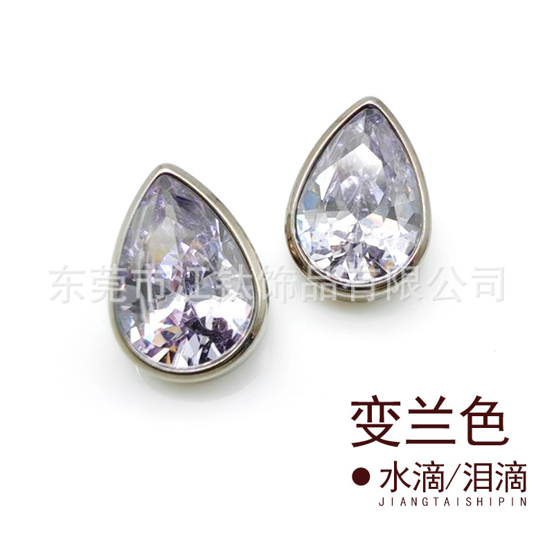 Picture of F136 titanium drop earring inlaid with 5A zircon G23 titanium alloy implant pole human body puncture jewelry teardrop ear bone nail