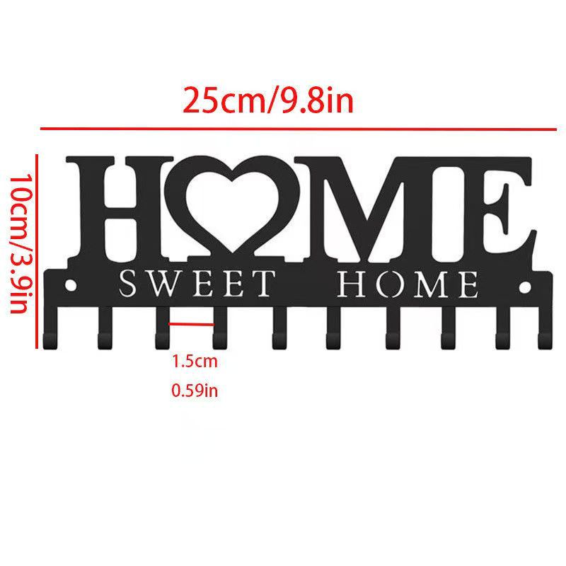 Cross Border HOME Key Hanger Wall Storage Rack Metal Art Decoration Hook keysholder Coat Hood Entrance
