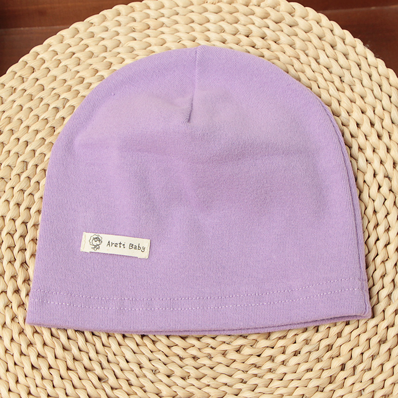 Picture of Single-layer thin spring and autumn children's cotton knitted hat baby hat newborn infant solid color cap