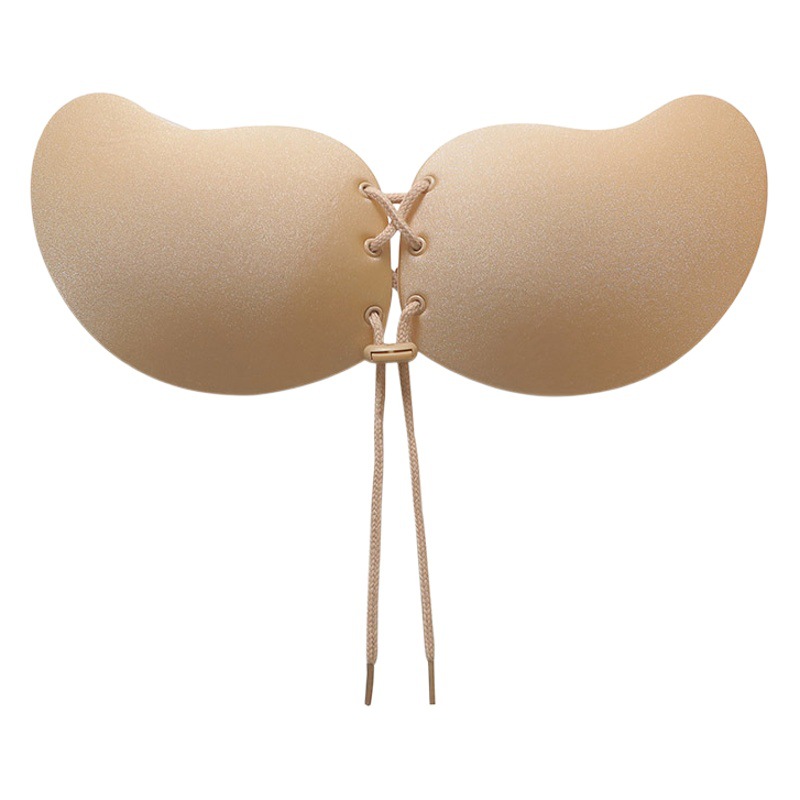 Mango Bra Silicone Wireless Invisible Bra Strapless Nipple Covers Thin Push-Up Drawstring Bra Bandeau