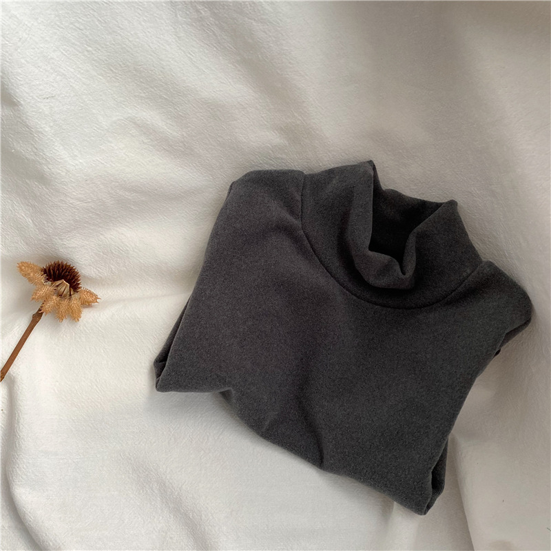 Picture of GL-kids Korean Autumn and Winter New Children's Half-High Collar Long-Sleeved Base Shirt for Boys and Girls Solid Color Thickened Top