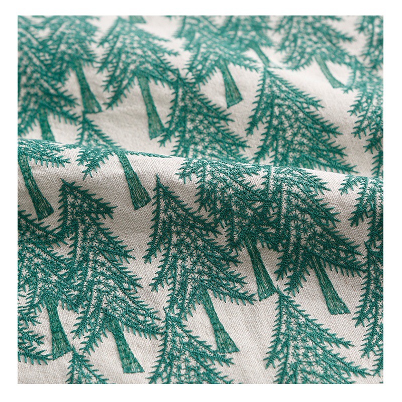 Manufacturer Supplies Cotton and Linen Forest Embroidery Fabric Japanese and Korean Embroidered Fashion Home Luggage Fabric Stereo Embroidery