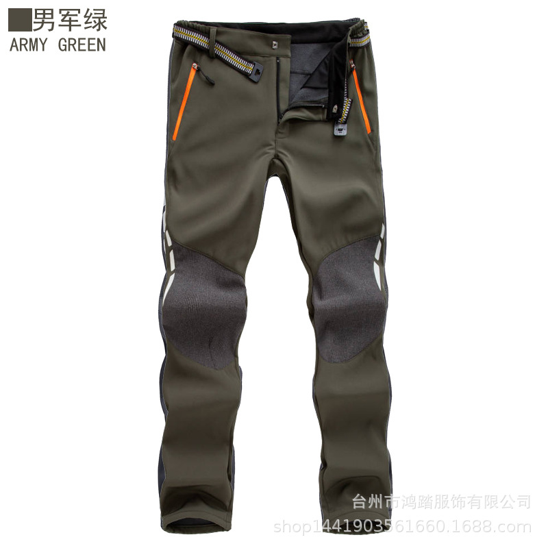 Picture of Men's Outdoor Sports Assault Pants with Velvet and Thickeneding for Autumn and Winter Large Size Waterproof Soft Shell Fleece Ski Mountaineering Pants