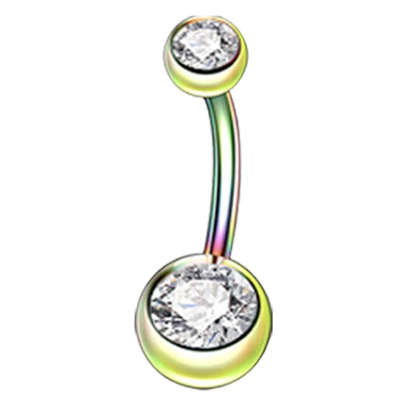 Stainless steel diamond navel nail double ball vacuum plating navel ring Amazon explosions cross-border titanium navel nail