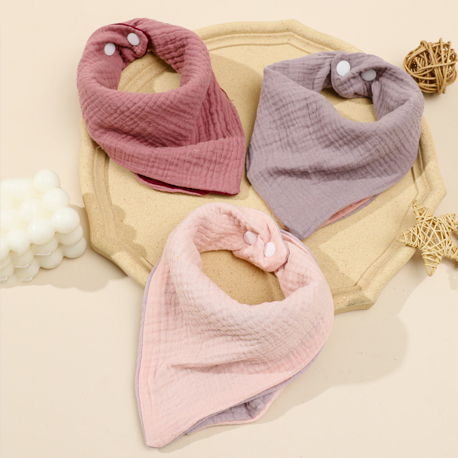 European and American Amazon Best-Selling Four-Layer Pure Cotton Gauze Saliva Towel Baby Triangle Towel Color Matching Baby Bib Bib