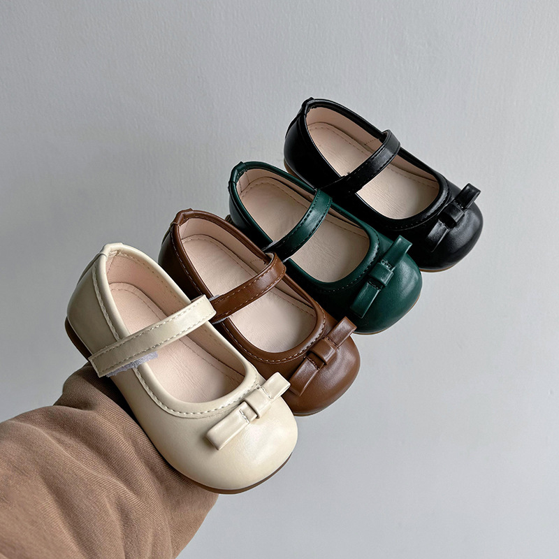 Picture of Tongku rabbit retro girls' leather shoes Spring and Autumn new children's single-layer shoes low-cut little girl's peas shoes soft-soled baby shoes