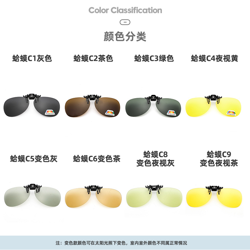 Picture of Yage's Popular Sunglasses, Polarized Clip-On Driver's Night Vision, Flip-Up Toad Style Sunglasses Clip-On Myopia Mirror Hanging Clip