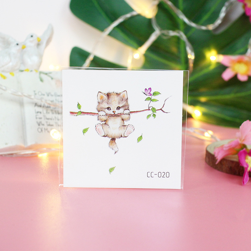 Picture of Cat and Dog Tattoo Stickers Waterproof Girls/Kidsren Cute Little Stickers Cartoon Animal Pet Tattoo Stickers