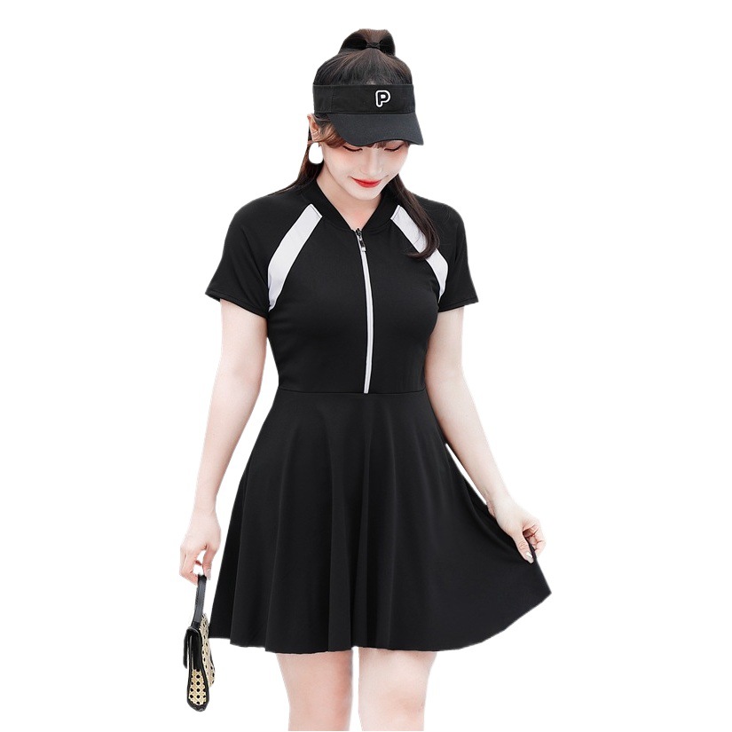 Women's Large Size Swimsuit for Chubby Girls One-piece Conservative Belly Covering Slim Swimsuit Sports Swimming Pool Special Hot Spring Swimsuit