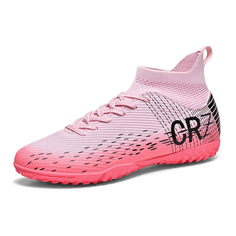 Cross-Border High-Top Football Shoes Cr7Tf Broken Spikes Artificial Ag Spike Leather Football Shoes for Boys and Girls Student Training Shoes