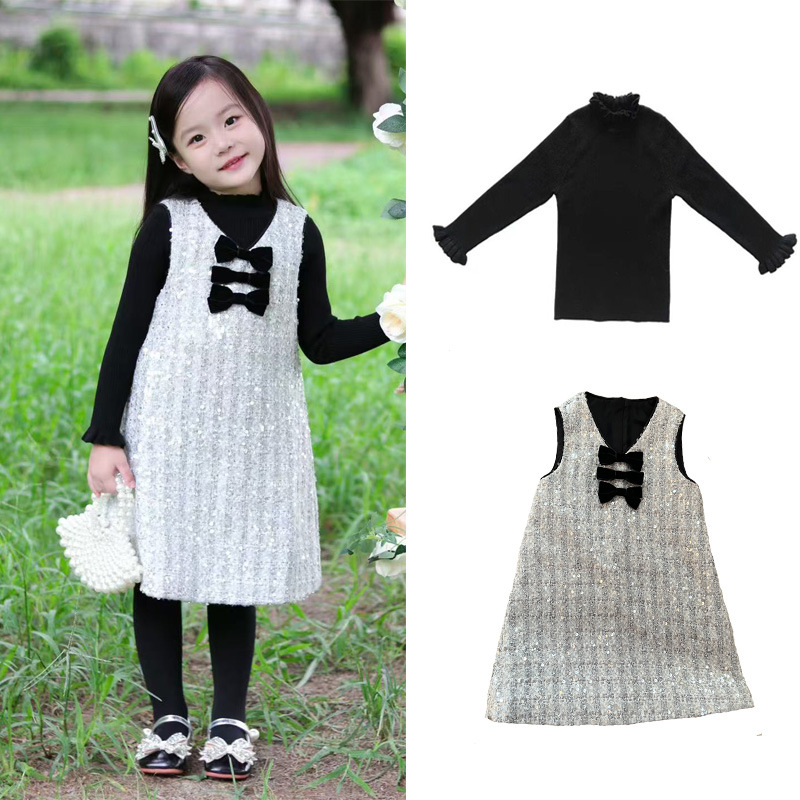 Entity supply new girls autumn and winter vest dress style little girl sleeveless wool skirt