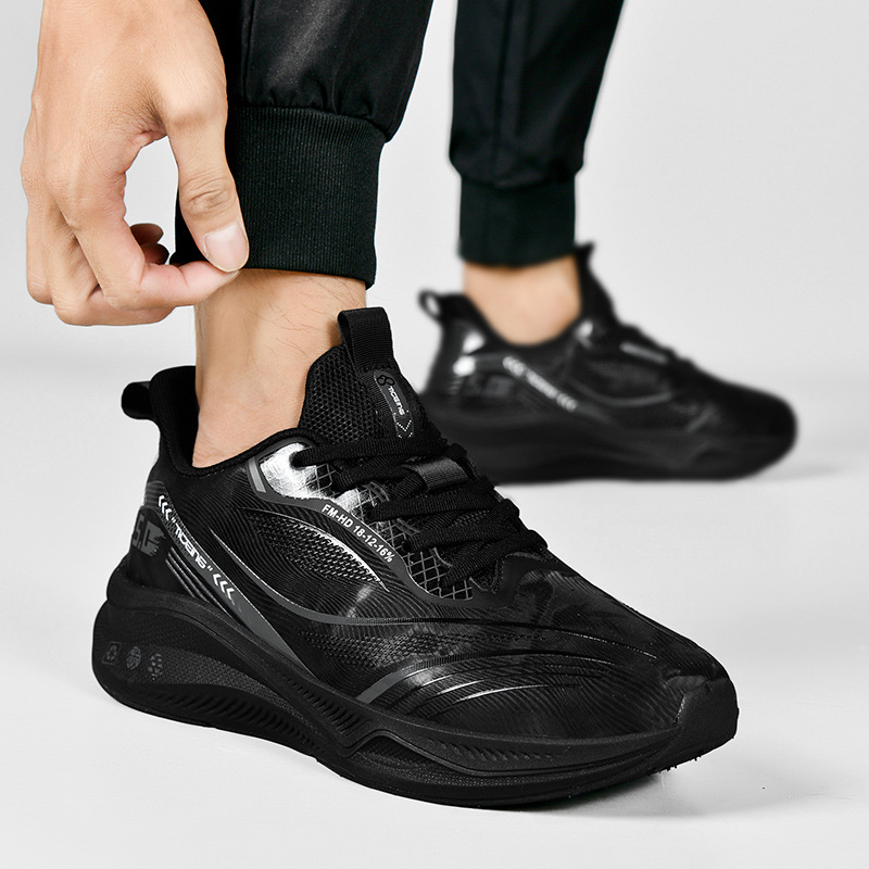 Cross-border extra-large size leather sneaker men's carbon plate cushioning running shoes for autumn and winter students body test shoes trendy men's shoes